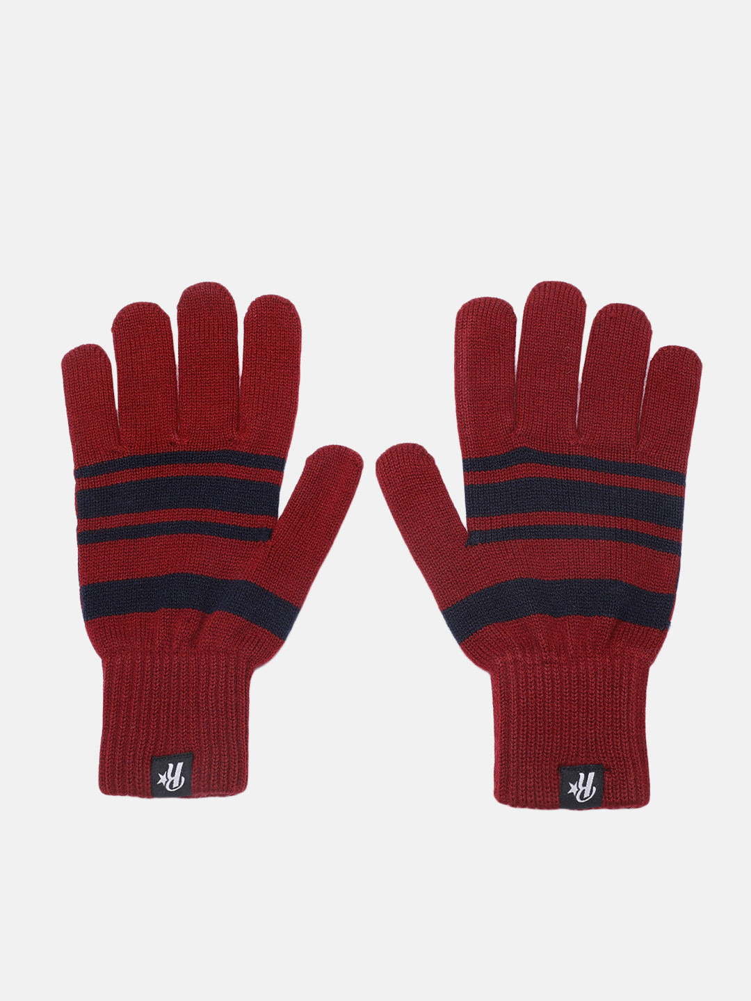 Roadster Maroon & Black Striped Acrylic Gloves