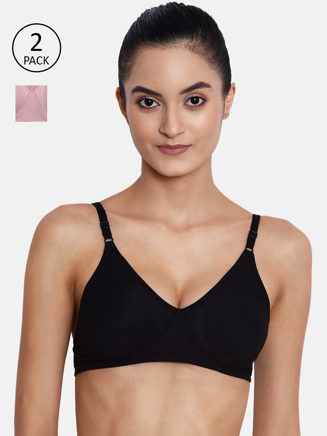 ABELINO Pack of 2 Solid 2Non-Wired Non-Padded T-Shirt Bras