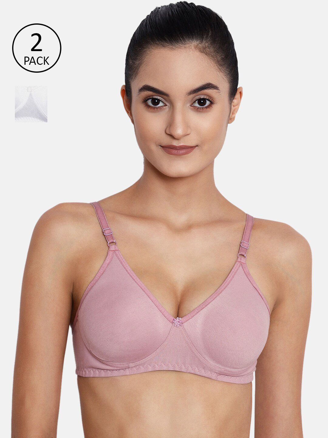 ABELINO Pack of 2 Solid Non-Wired Non Padded T-shirt Bras