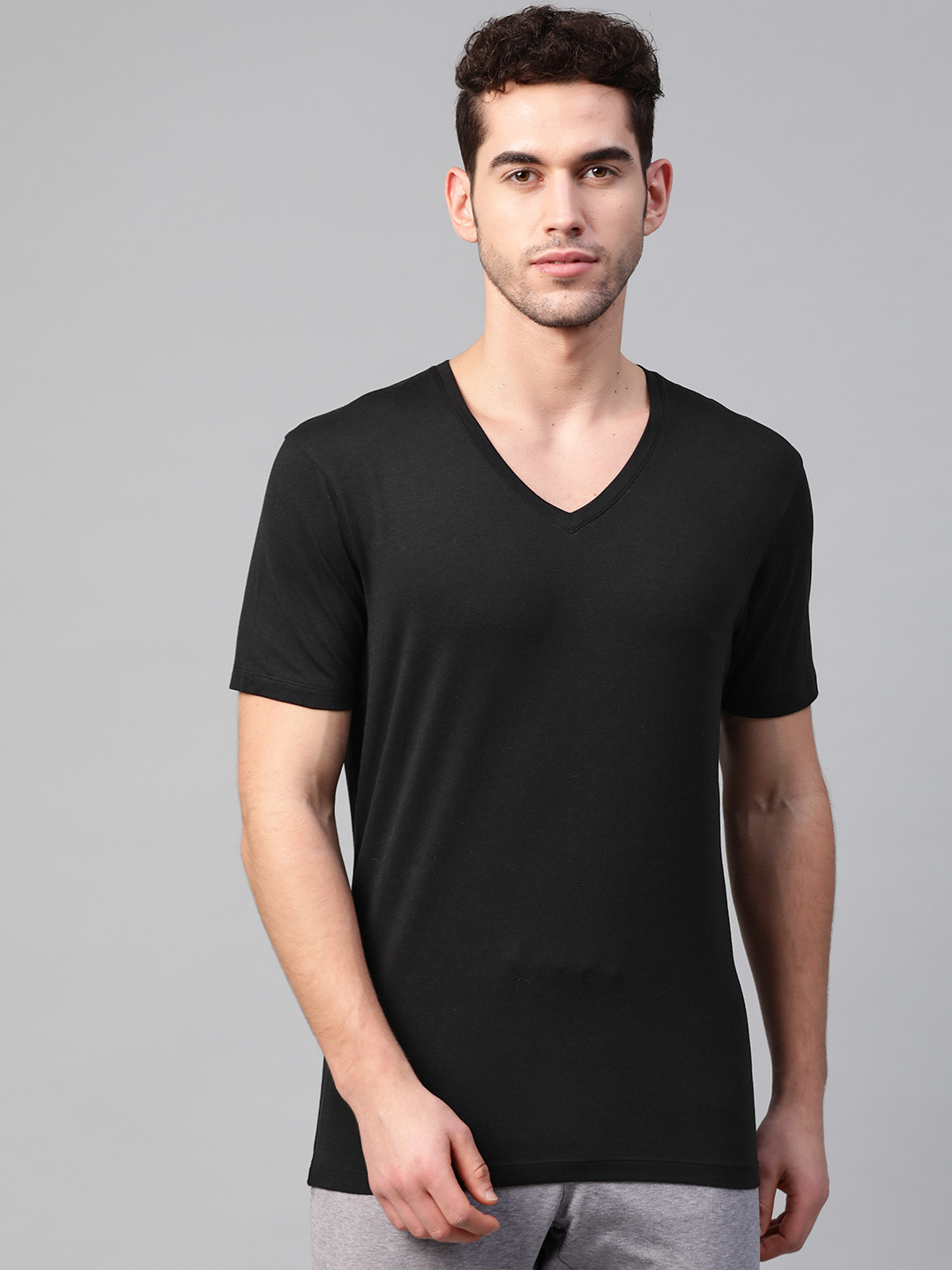 Marks & Spencer Men Black Solid Innerwear Vest T141680ABLACK