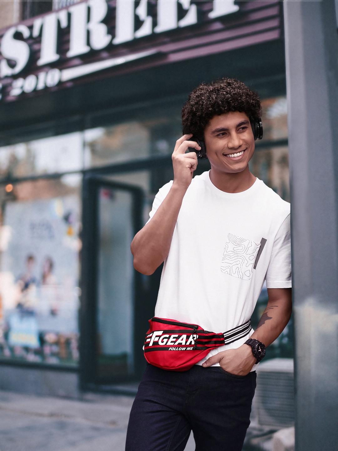 F Gear Unisex Red & White Printed Enzo Waist Pouch