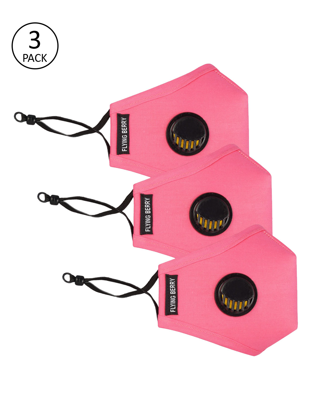FLYING BERRY Adults Pack of 3 Pink Reusable 5-Ply Anti Pollution N99 Masks
