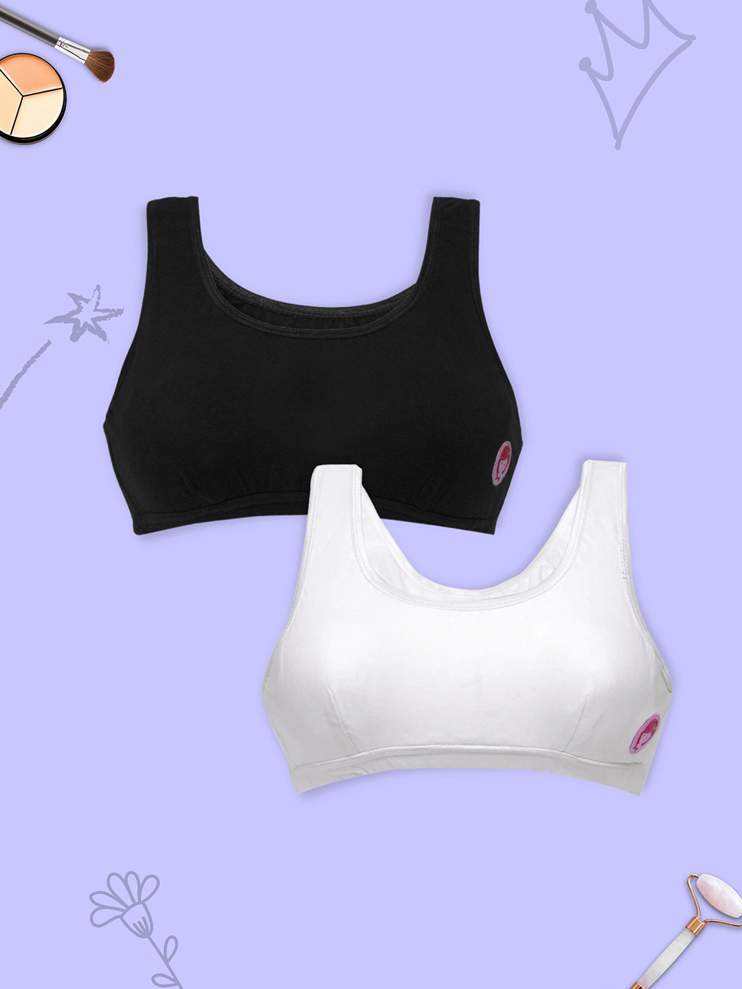 DChica Girls Pack Of 2 Double Layer Non-Wired Non Padded Beginners Bra DCBR6207/xxxs