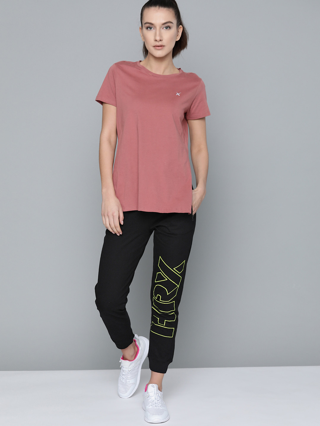 HRX by Hrithik Roshan Women Jet Black Slim Fit Bio-Wash Lifestyle Joggers