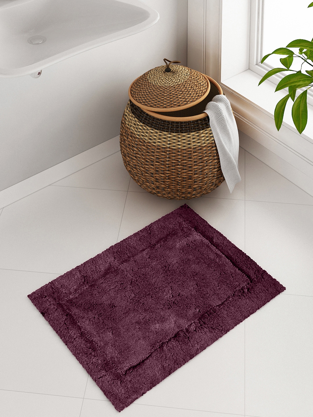 Buy Spaces Hygro Cotton Wine Coloured Rectangular Bath Rug Bath Rugs For Unisex 1240783 Myntra