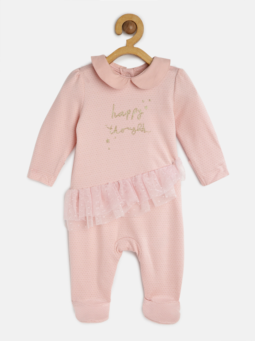 mothercare Girls Pink Printed Sleepsuit