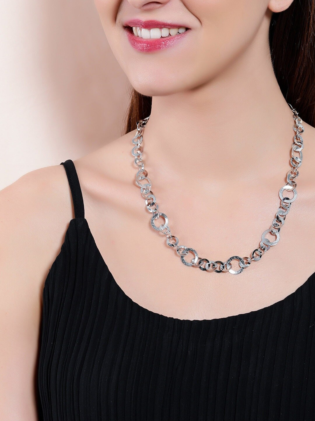 Tokyo Talkies Silver-Plated Handcrafted Inter-linked Necklace