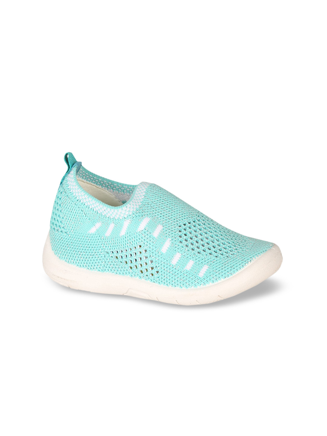 Bubblegummers Girls Turquoise Blue & White Printed Slip-On Sneakers