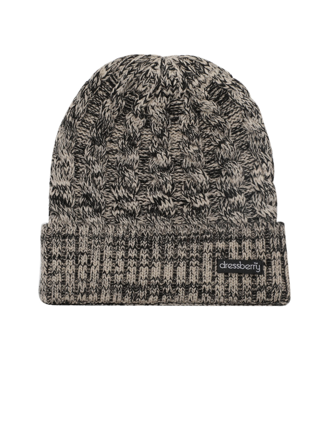 DressBerry Women Beige & Black Self Design Beanie