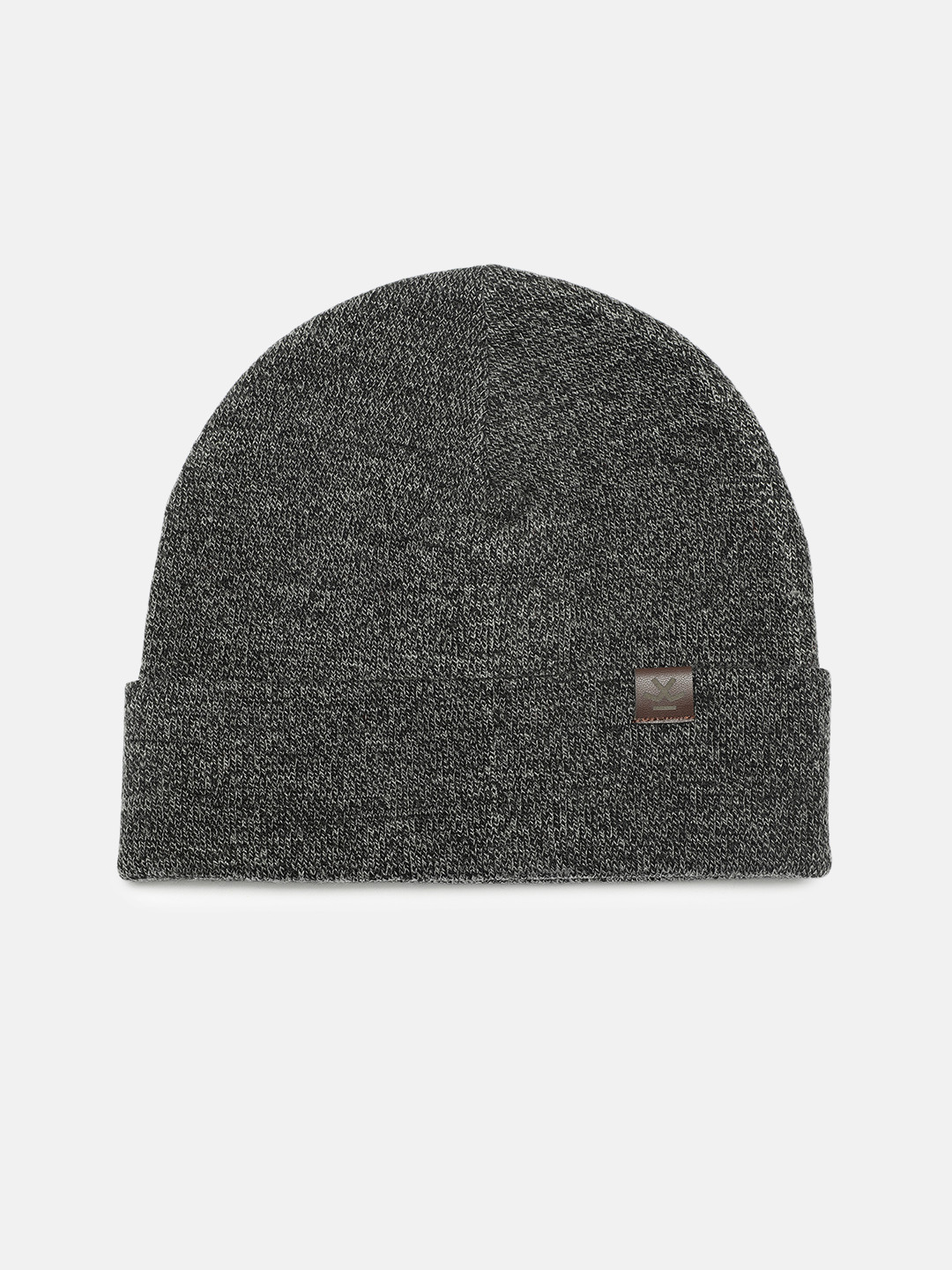 WROGN Unisex Grey Melange Solid Acrylic Beanie