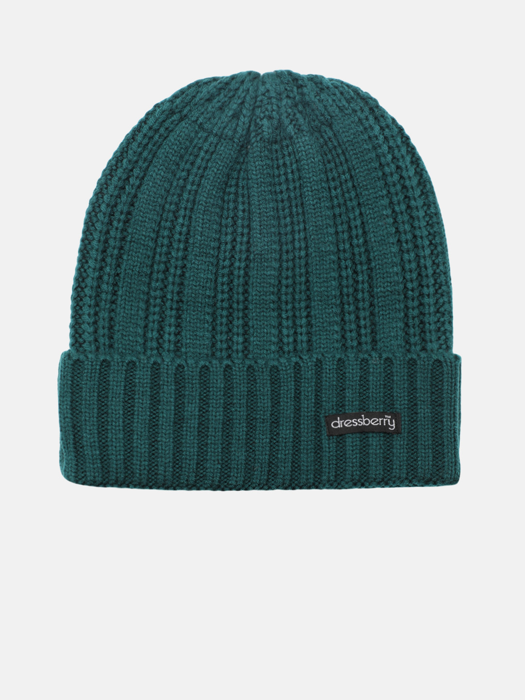 DressBerry Women Teal Green Self Design Beanie