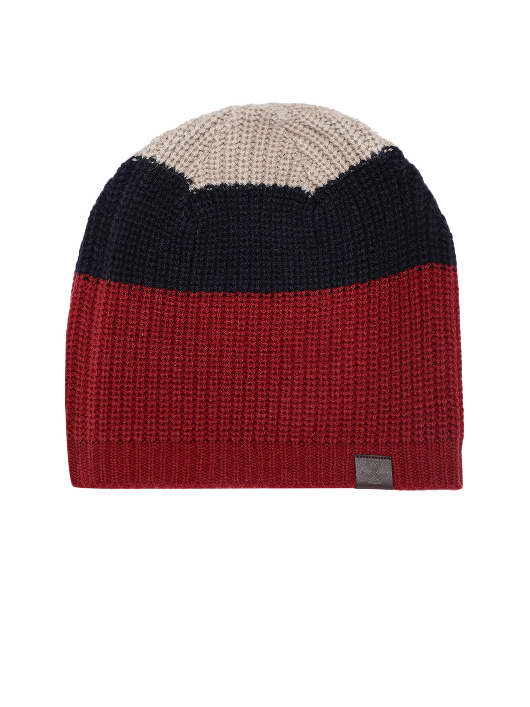 WROGN Unisex Red & Navy Blue Colourblocked Beanie