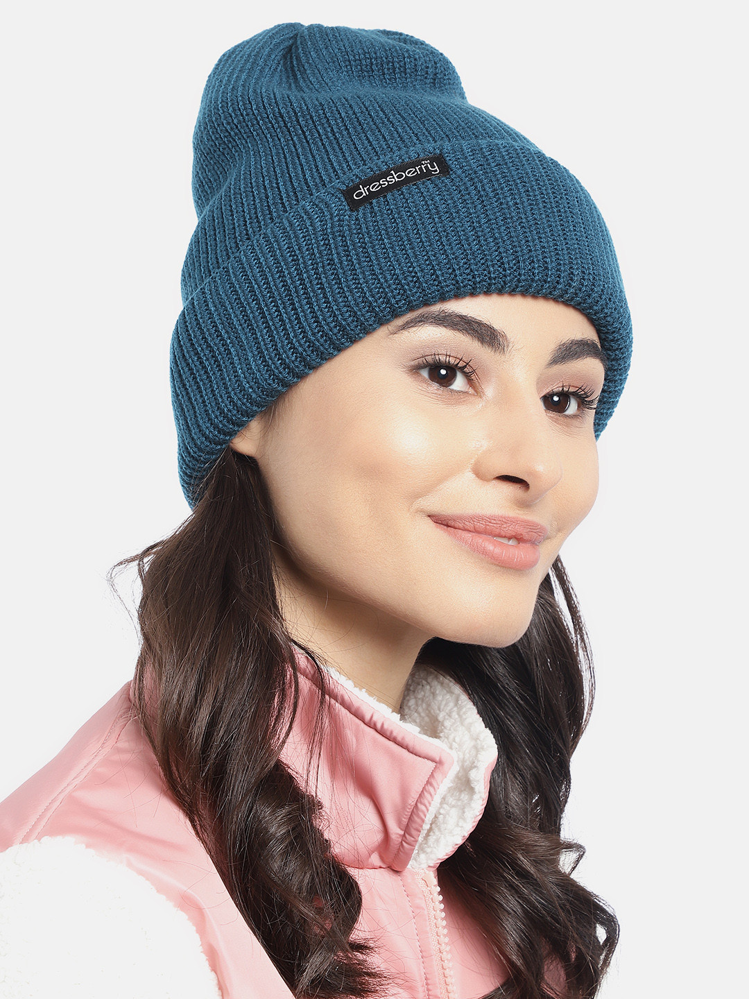 DressBerry Women Blue Solid Acrylic Beanie
