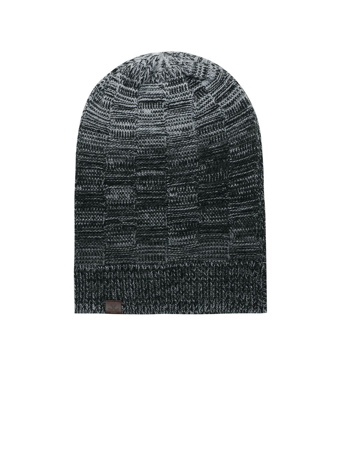 WROGN Unisex Black & Grey Self Design Beanie