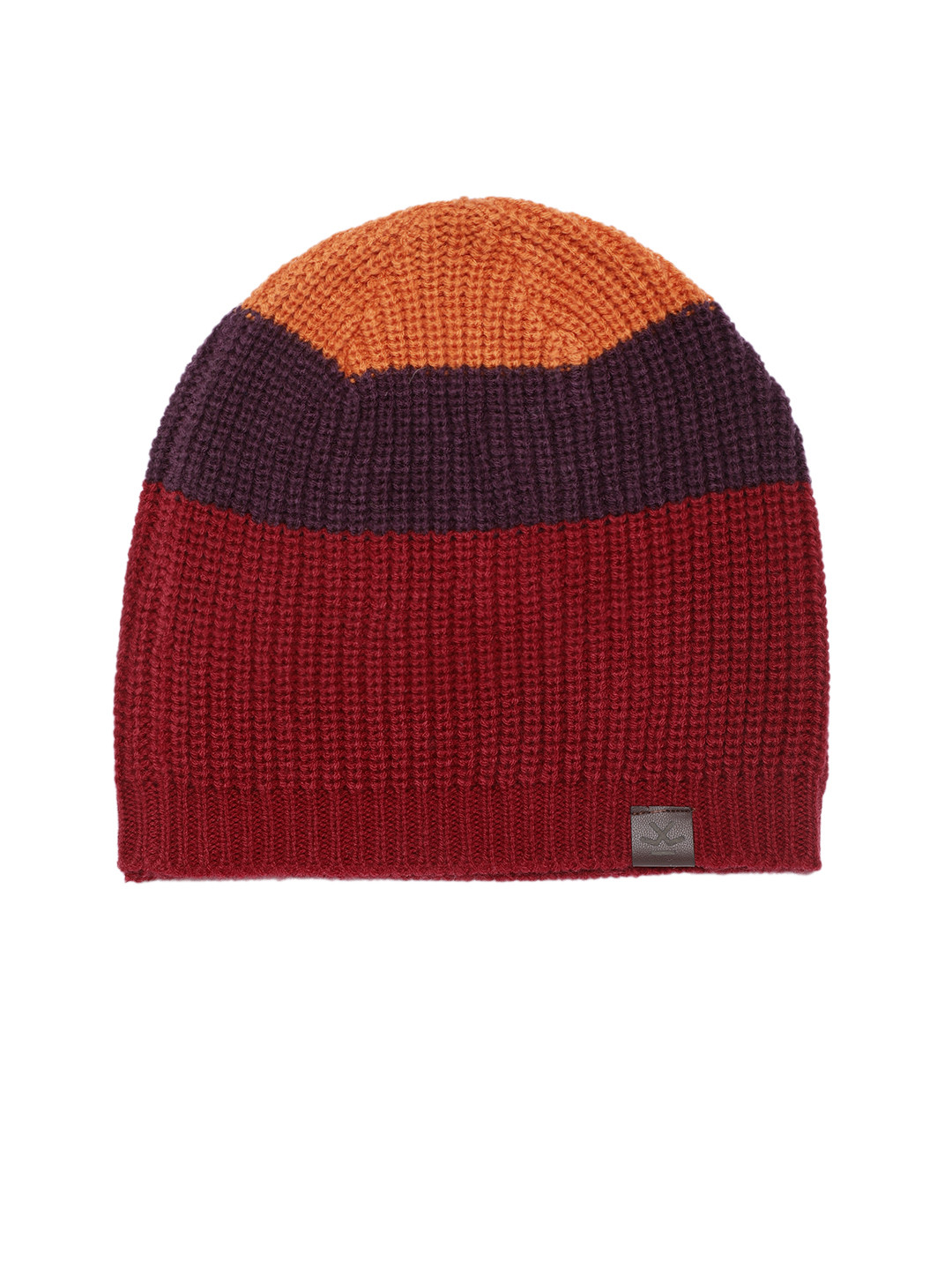 WROGN Unisex Red & Brown Colourblocked Beanie