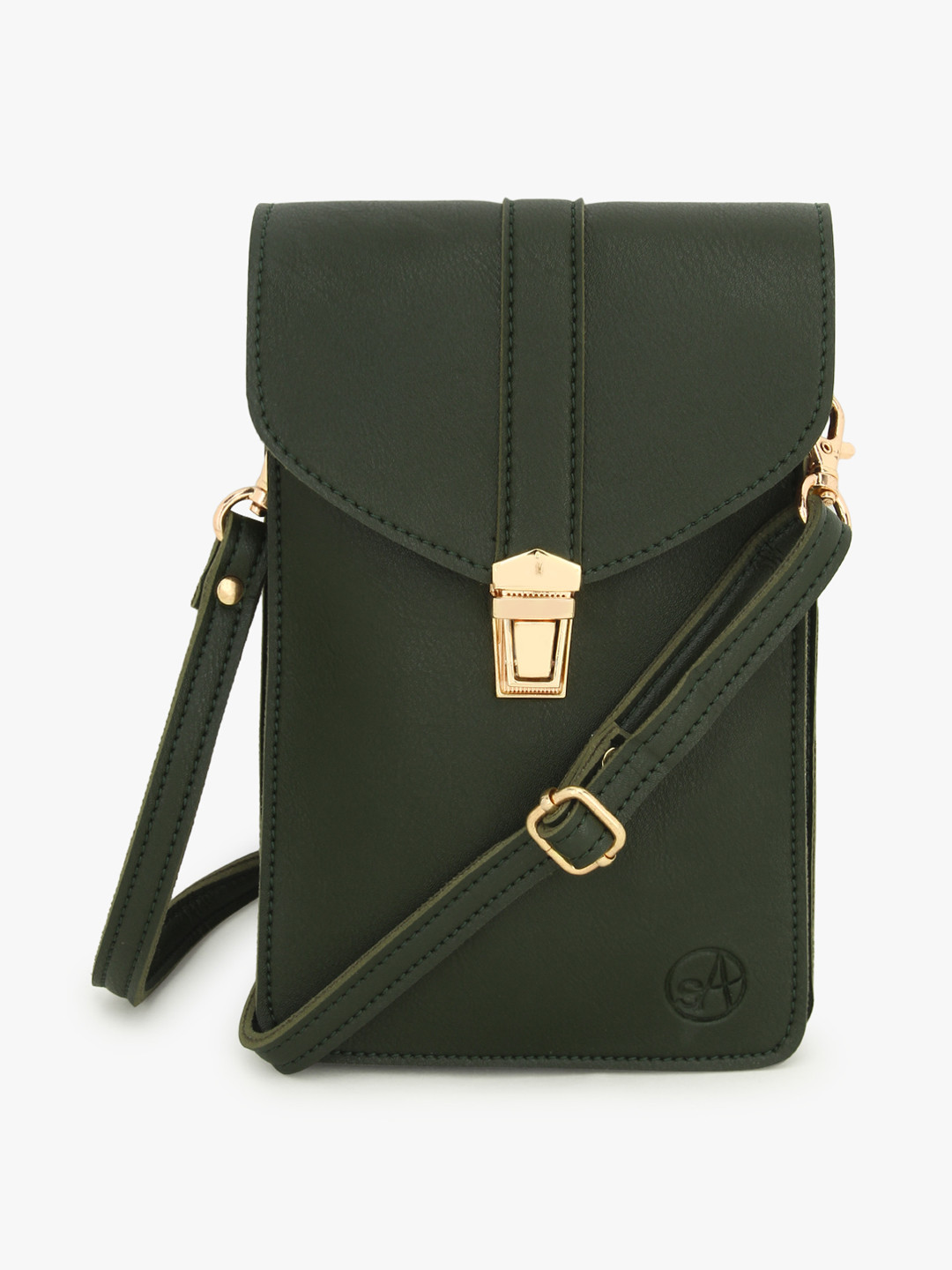 Spice Art Women Olive Green Structured Cell Phone Sling Bag