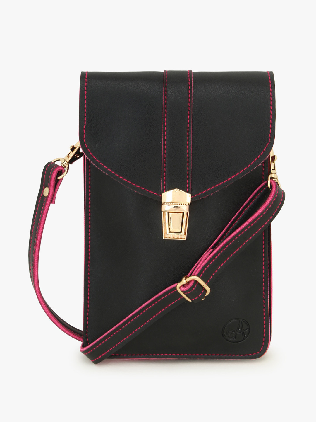 Spice Art Women Black Solid Cell Phone Sling Bag