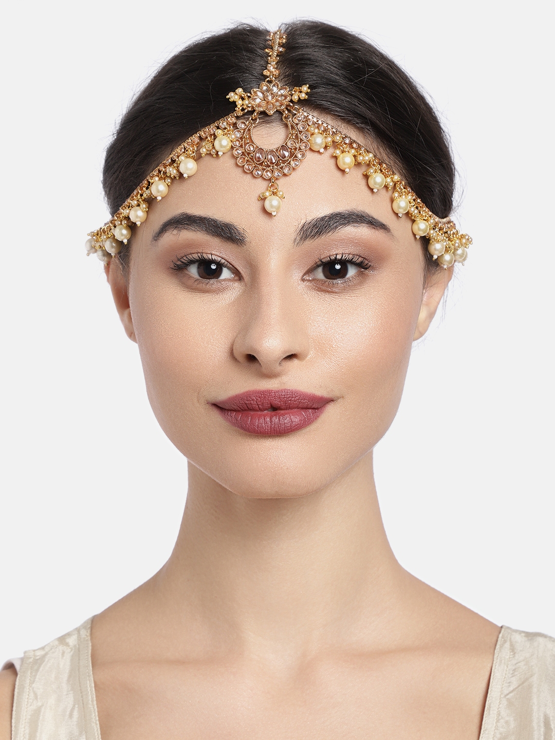 Buy AccessHer Antique Gold Plated Studded Pearl Matha Patti Head Jewellery for Women 12428006 Myntra