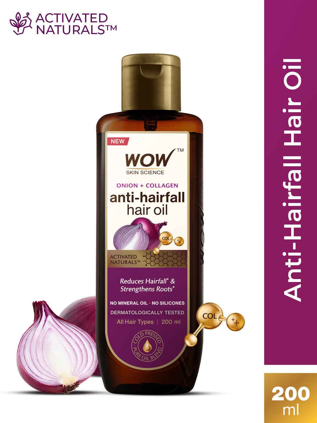WOW SKIN SCIENCE Onion Hair Oil for Hair Growth with Black Seed Oil Extracts - 200 ml