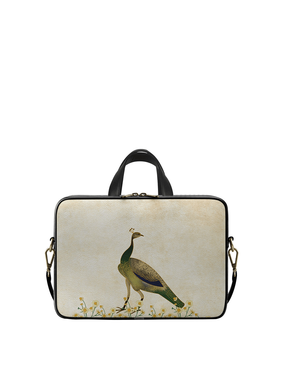 DailyObjects Unisex Cream-Coloured Printed Laptop Bag