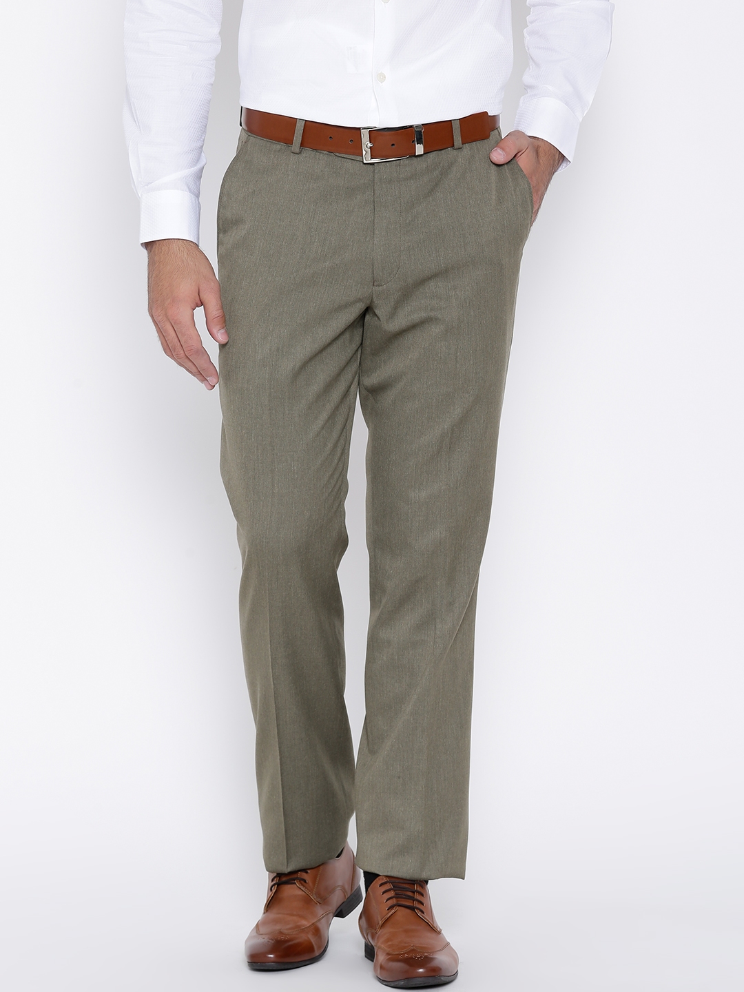 Buy John Players Olive Green Formal Trousers  Trousers for Men 1244416   Myntra
