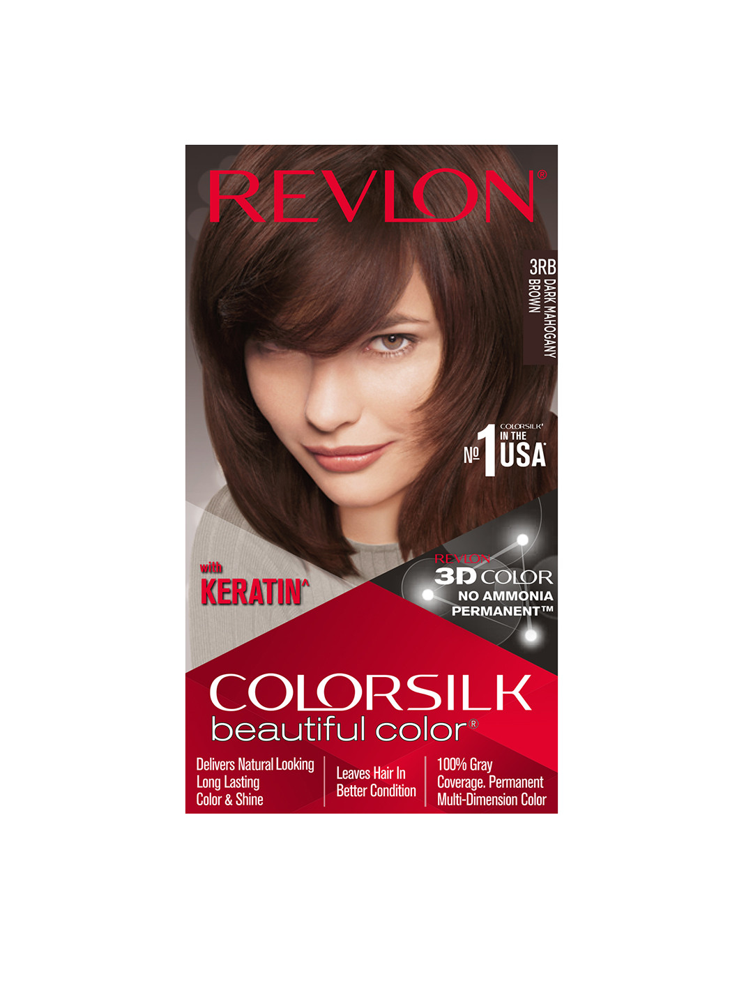 Revlon Color Silk Hair Color with Keratin - Dark Mahogany Brown 3RB