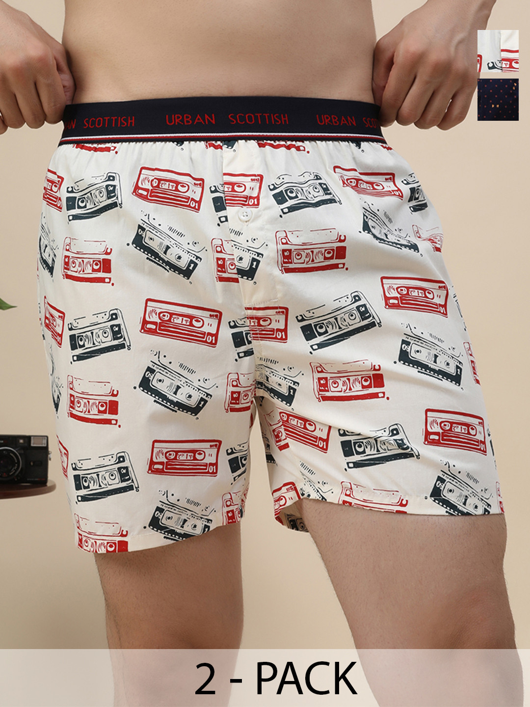 URBAN SCOTTISH Men Pack of 2 Printed Pure Cotton Boxers RE-USBX2033