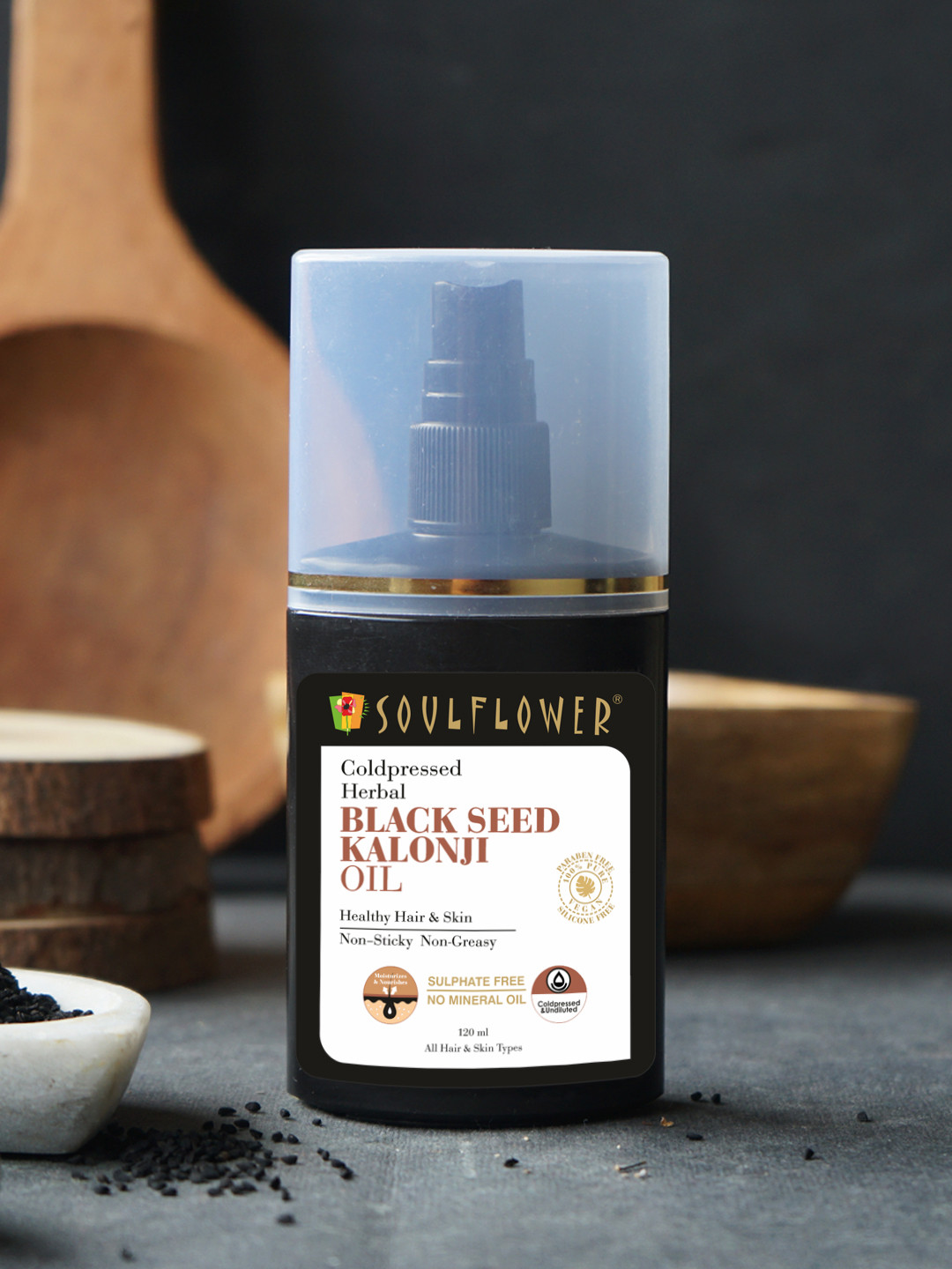 Soulflower Cold Pressed Black Seed Kalonji Hair Oil For Hair Growth & Hair Fall Control