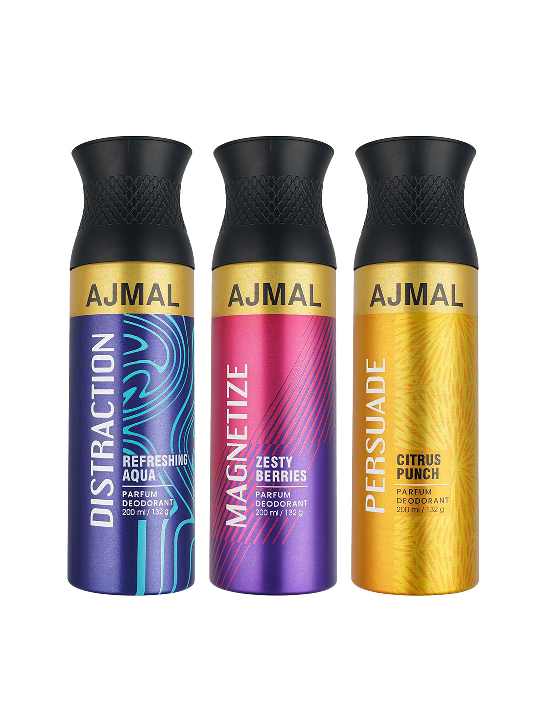 Ajmal Unisex Set of 3 Distraction - Magnetize - Persuade Deodorants - 200 ml each