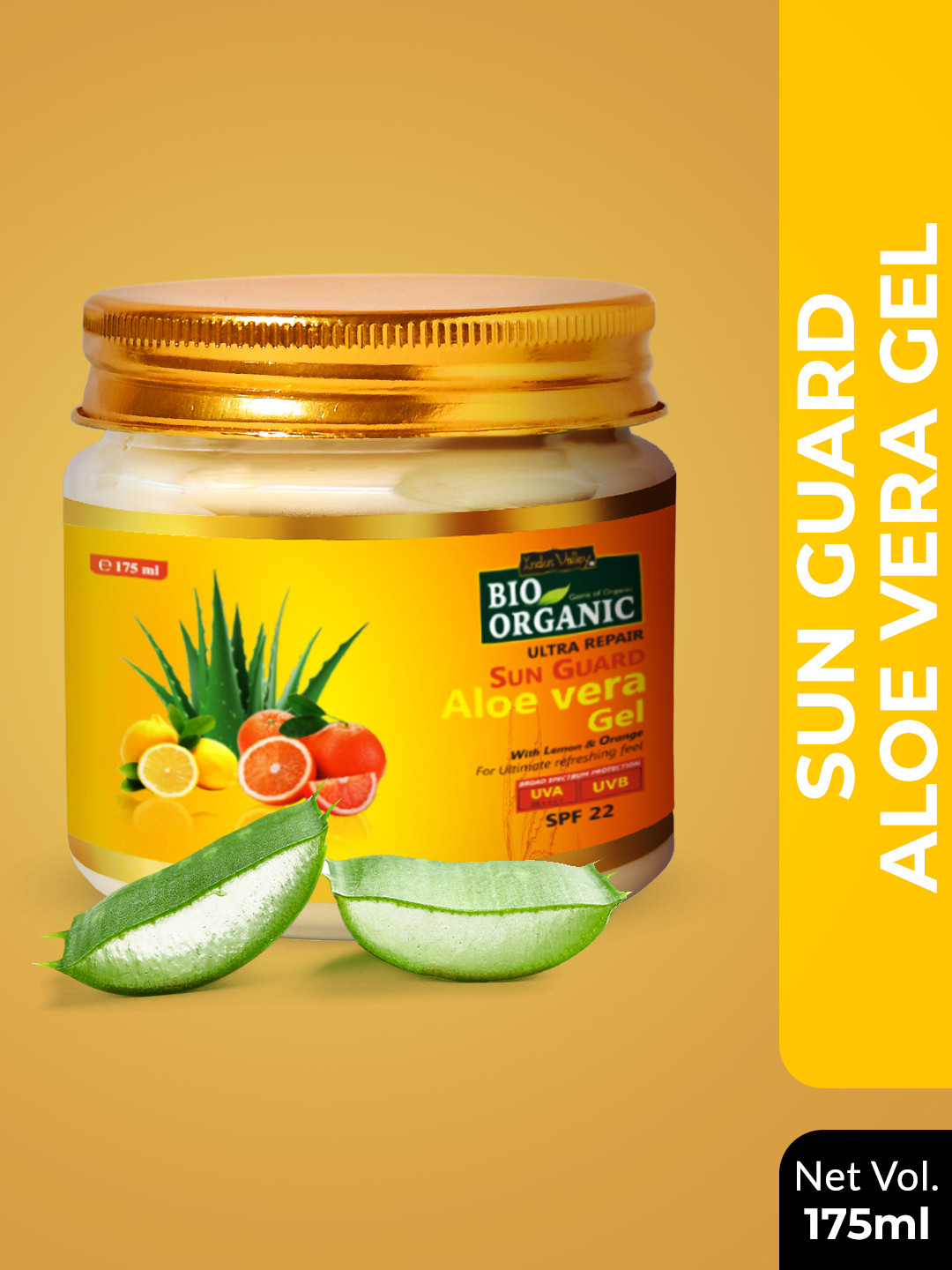Indus Valley Bio Organic Ultra Repair Sun Guard Aloe Vera Gel With Lemon & Orange 175 ml