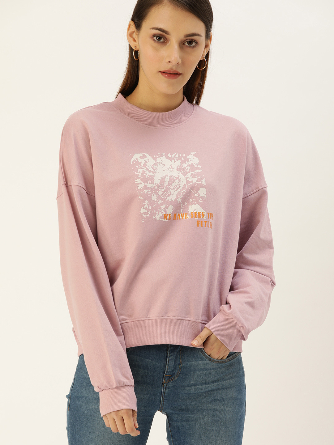 Flying Machine Women Pink Printed Sweatshirt