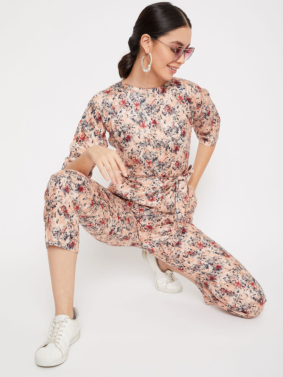 Crimsoune Club Women Orange Printed Basic Jumpsuit