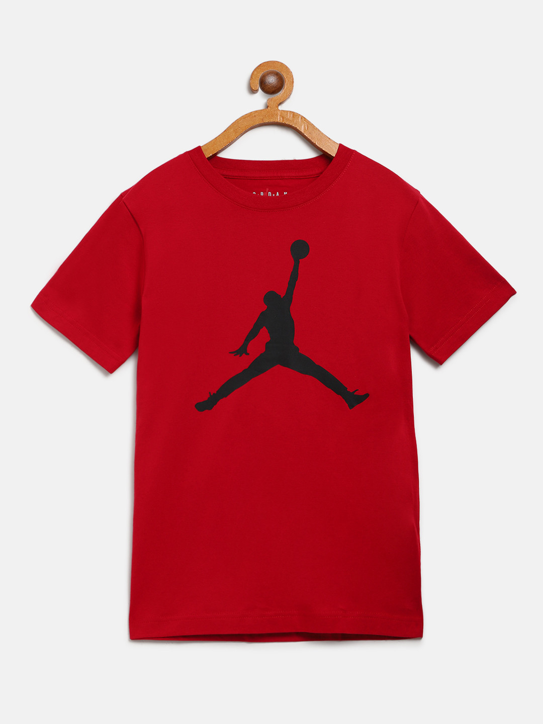 Jordan Boys Red Black Jumpman Print Round Neck Pure Cotton T-shirt