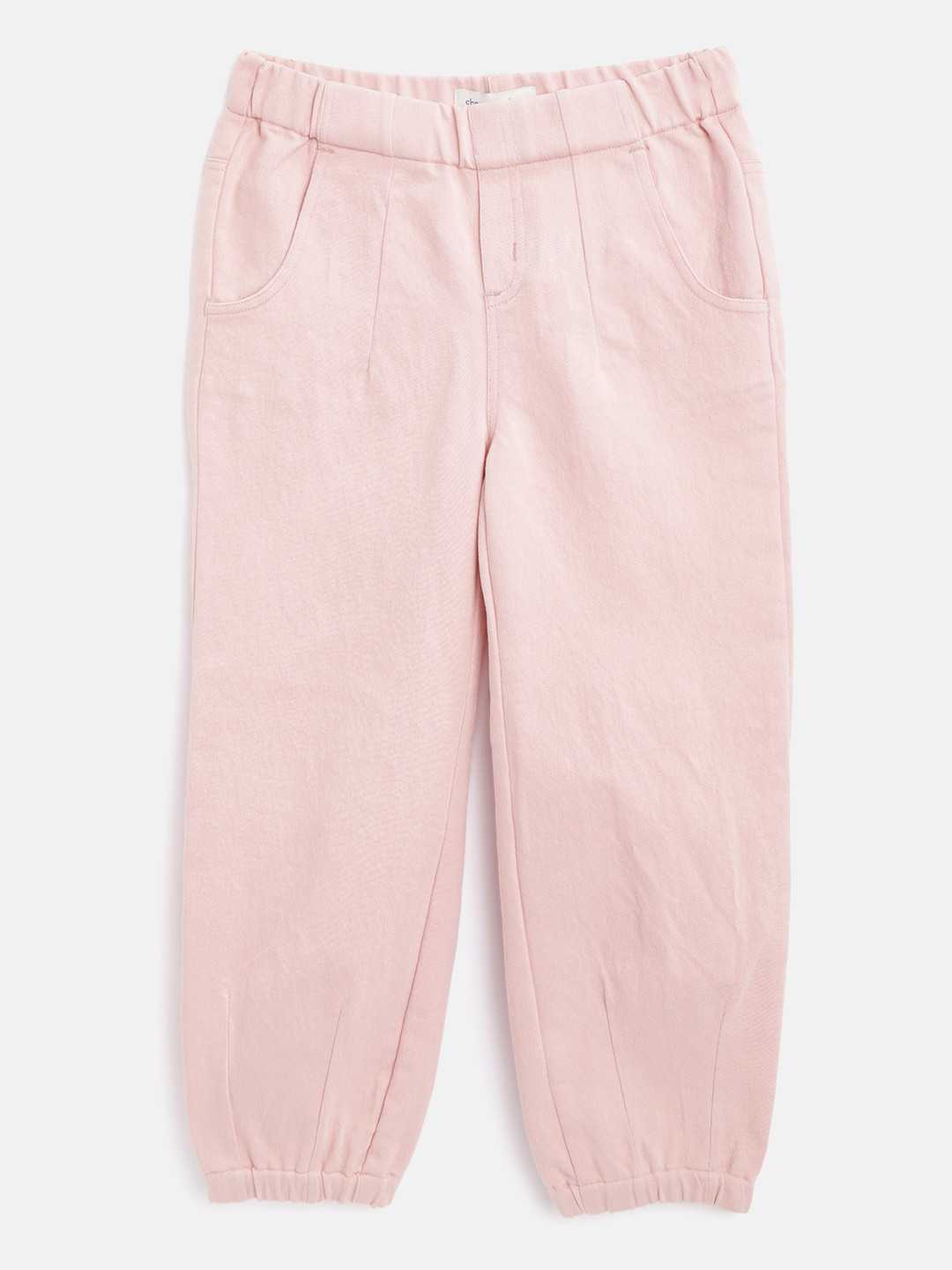 Cherry Crumble Girls Peach-Coloured Regular Fit Solid Joggers