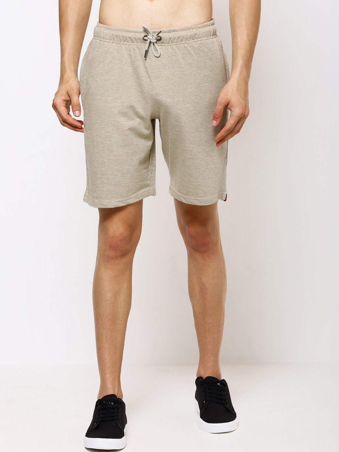 Bareblow Men Beige Solid Regular Fit Lounge Shorts