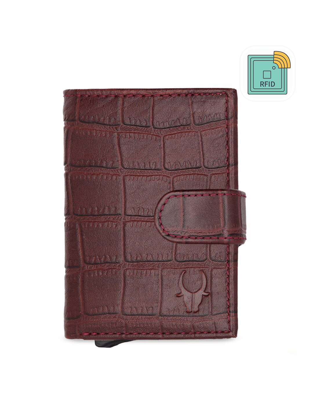 WildHorn Unisex Maroon Textured Leather Card Holder