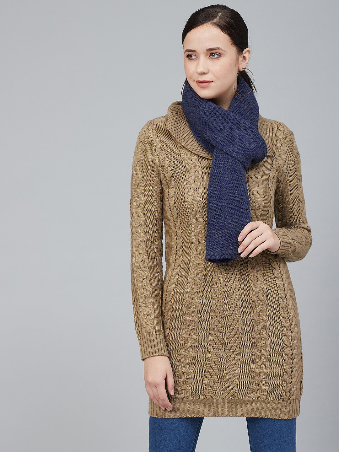 Cayman Women Blue Solid Acrylic Stole