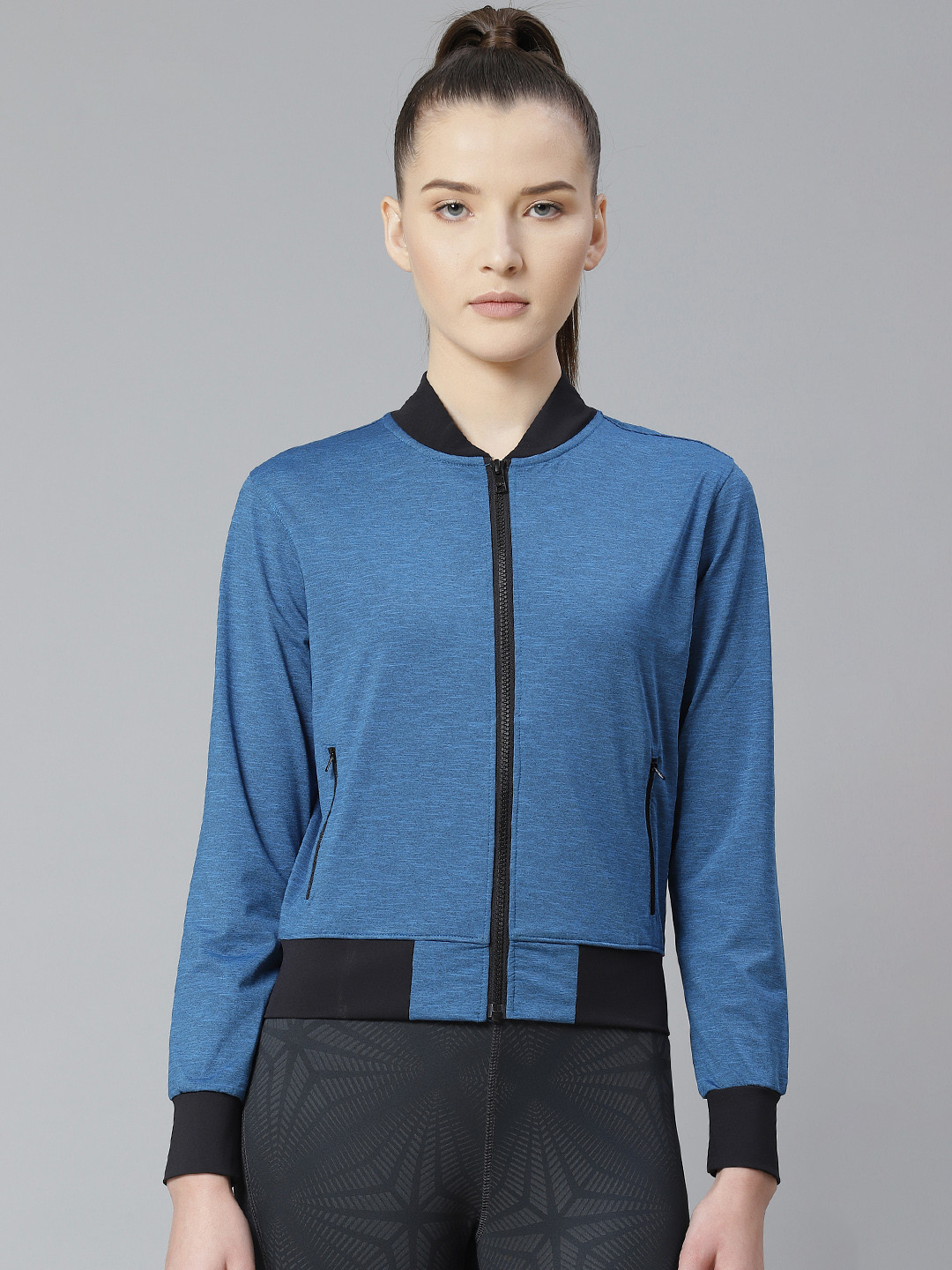 skyria Women Teal Blue Solid Lightweight Sporty Jacket