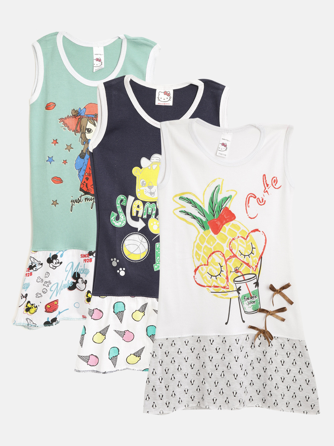 MANZON Girls Pack of 3 Printed A-Line Dress
