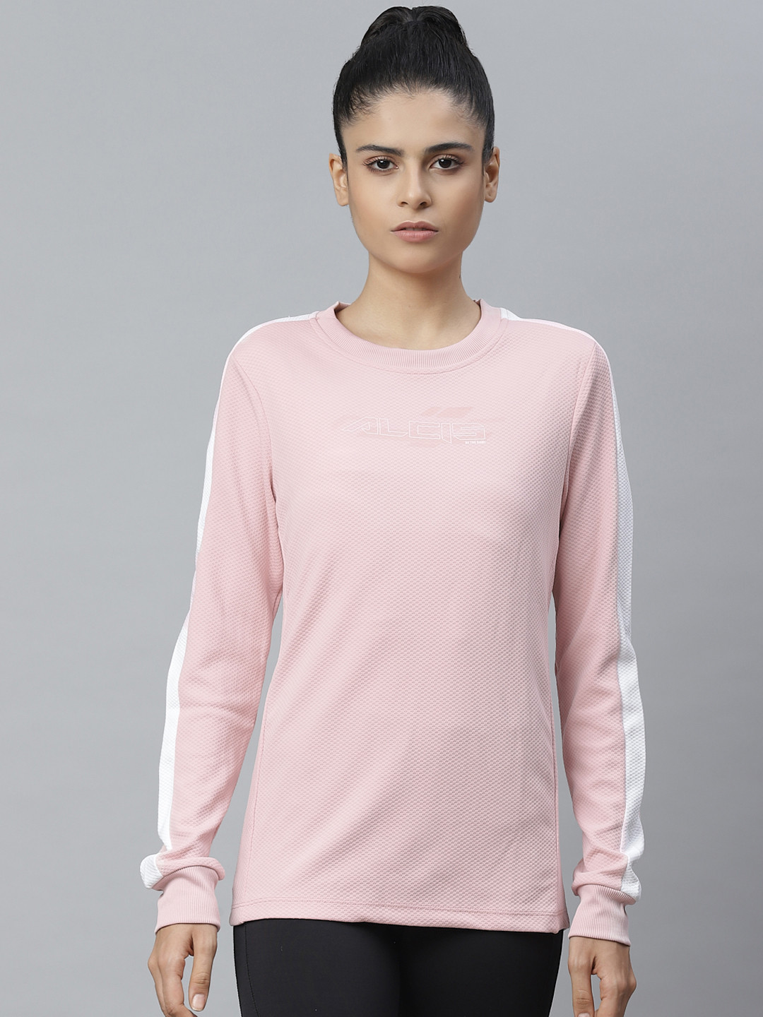 Alcis Women Pink Self Design Sweatshirt