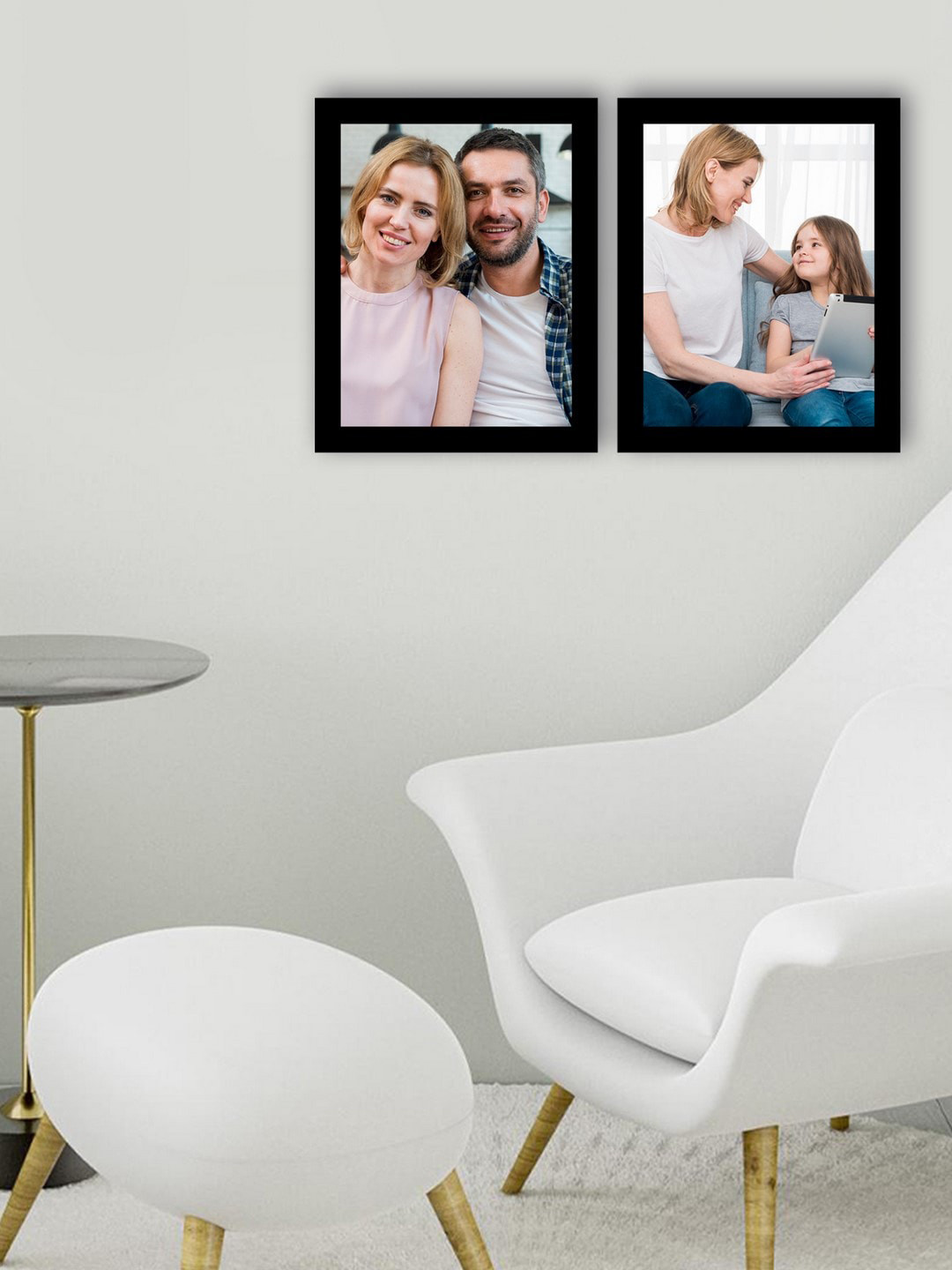 eCraftIndia Set Of 2 Black Solid Memory Wall Collage Photo Frames