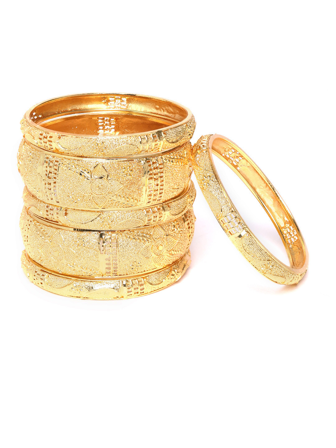 YouBella Set of 6 Gold-Plated Floral Patterned Bangles