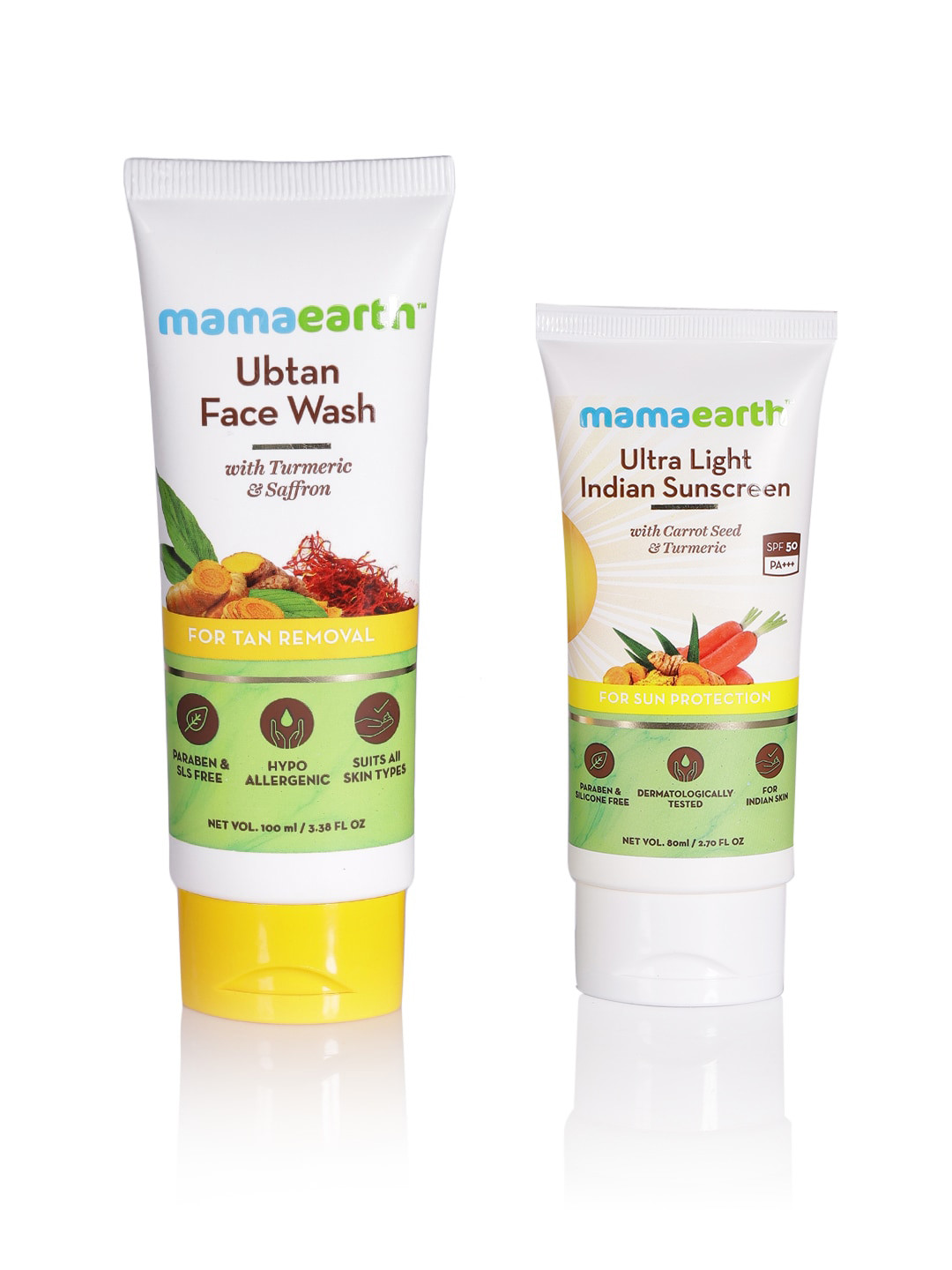 Mamaearth Unisex Set Of Ubtan Face Wash And SPF 50 Indian Sunscreen