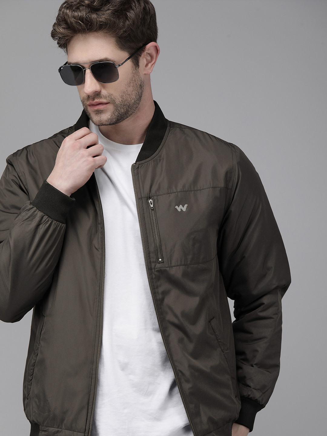 Wildcraft Men Grey Solid Bomber Jacket