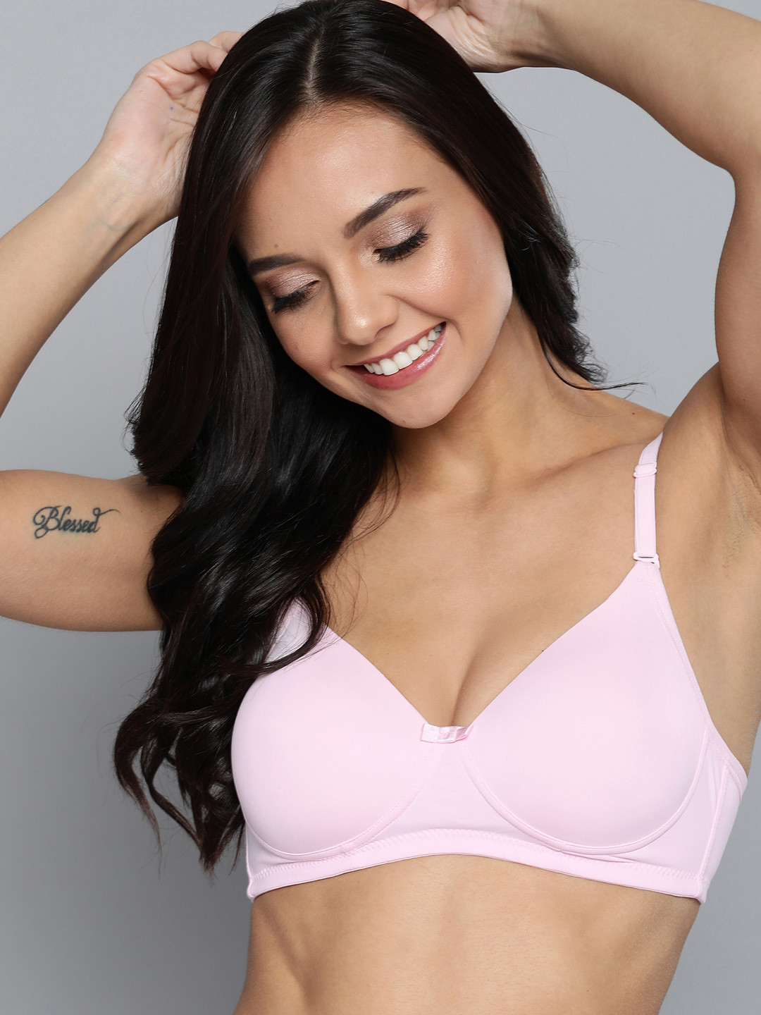 Mast & Harbour Pink Solid Non-Wired Lightly Padded T-shirt Bra