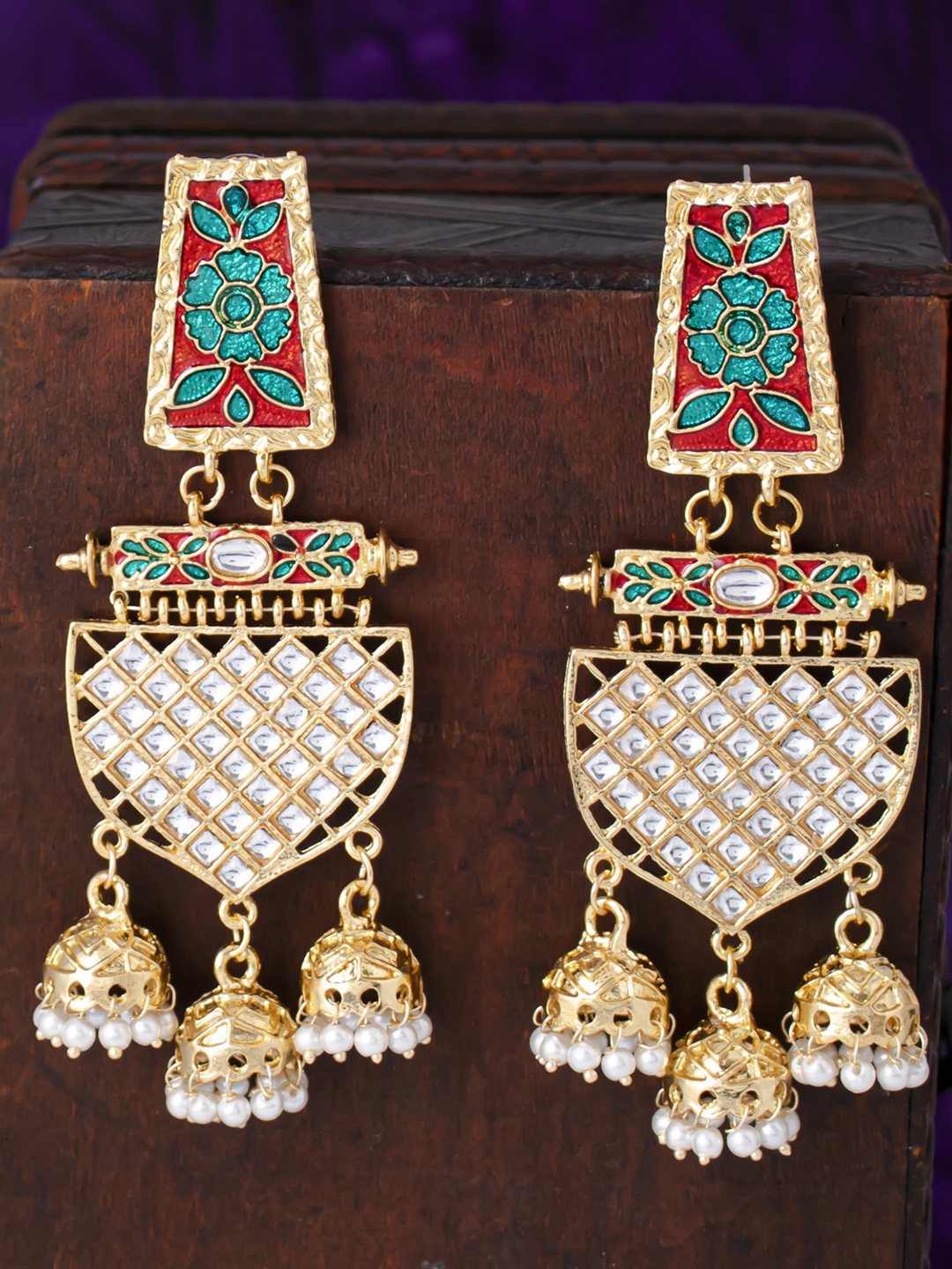 Meenakari earrings deals myntra