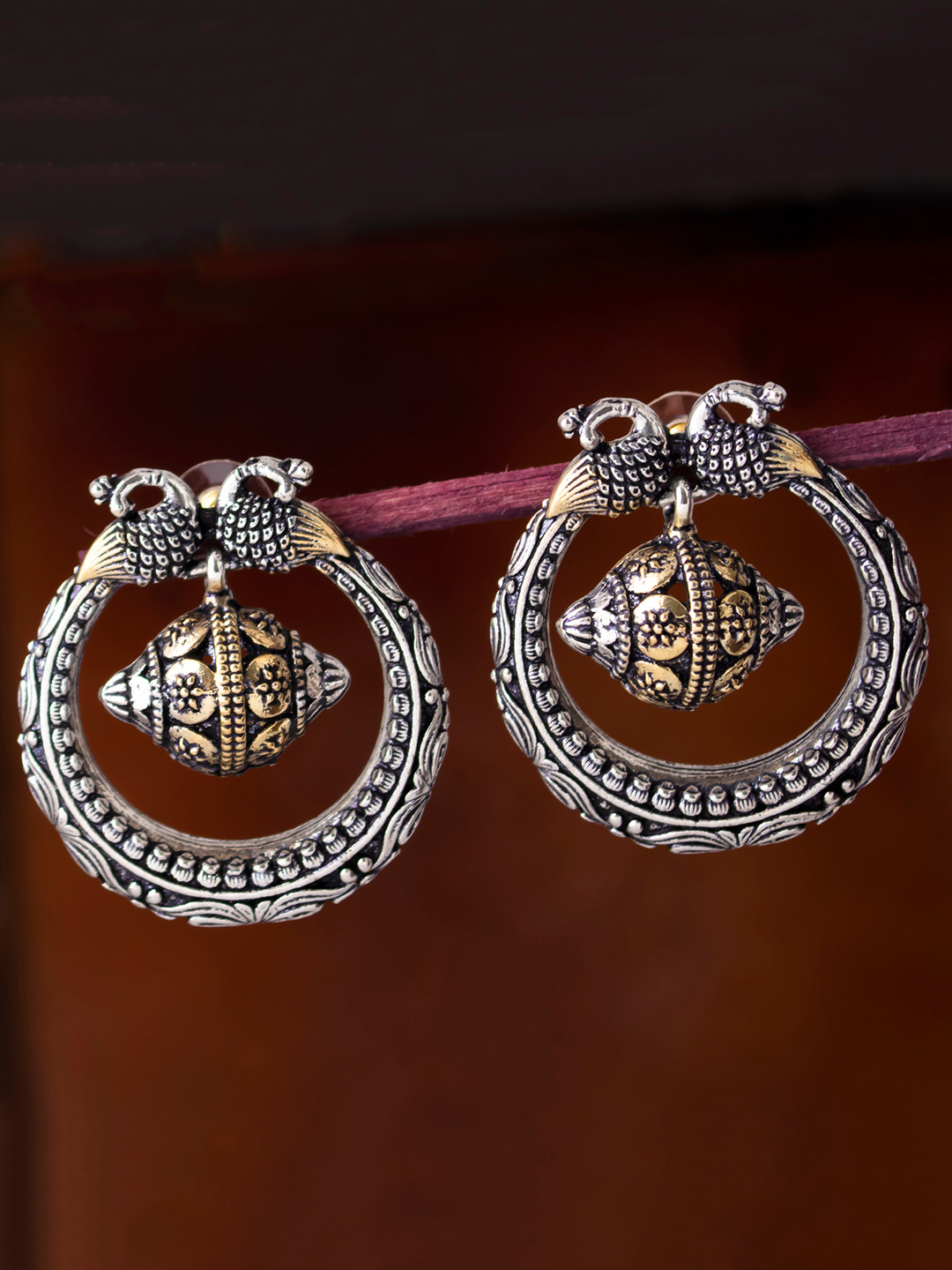 Sukkhi Rhodium-Plated Silver-Toned Oxidised Quirky Chandbalis