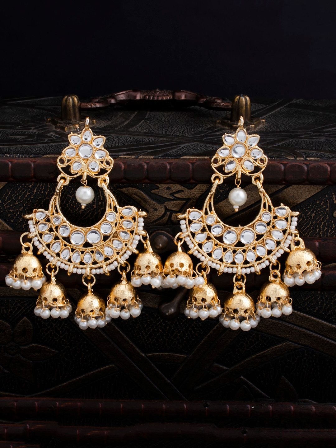 Sukkhi Gold-Plated Crescent Shaped Chandbalis
