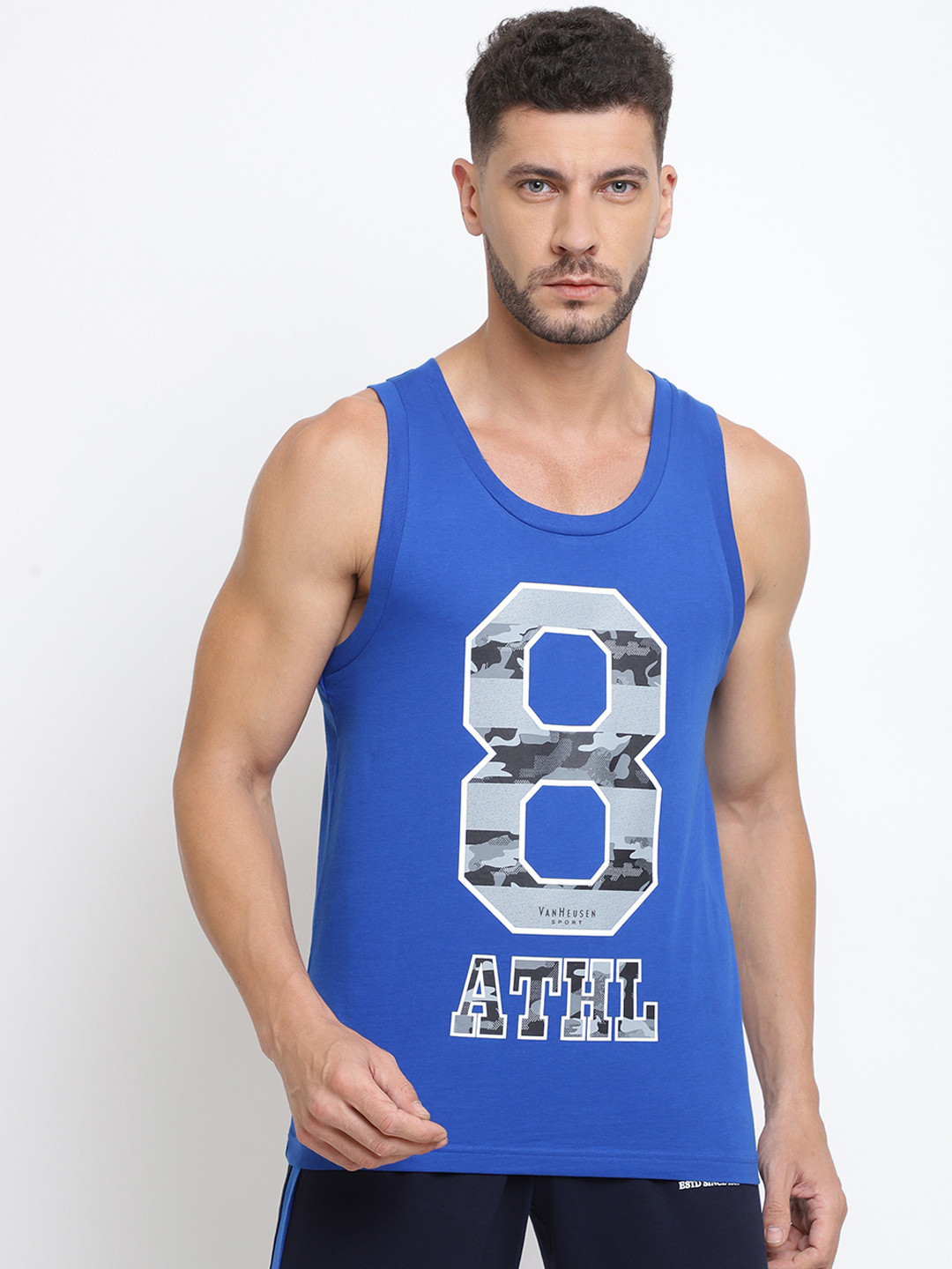 Van Heusen Innerwear Men Blue Printed All Day Comfort Graphic Print Vest