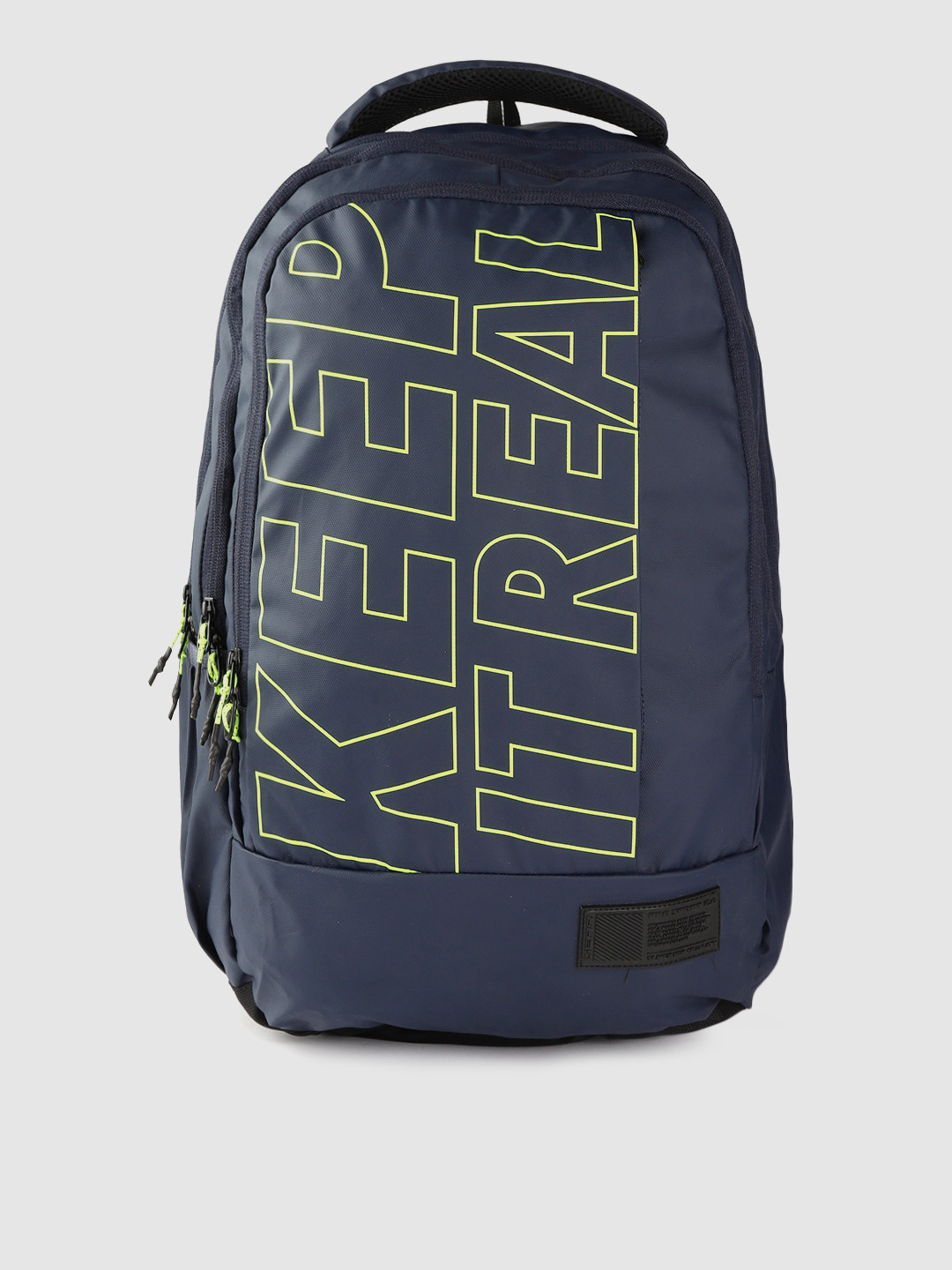 Gear Unisex Blue & Fluorescent Green Typography Print 18 Inch Laptop Backpack
